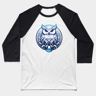 Snowy Owl with a magic crystal ball Baseball T-Shirt